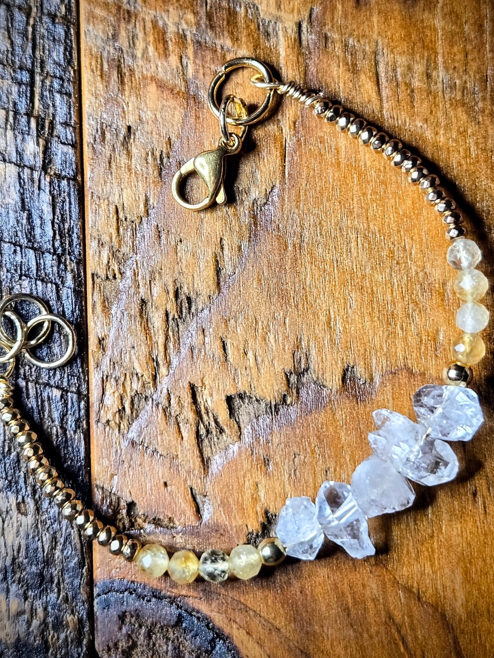 Earth Luxe: Natural Citrine & Double Terminated Herkimer Diamonds Bracelet - Picture 3 of 9